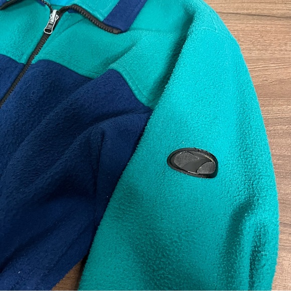 Vintage 90s Color Block Zip Up Fleece Sweater - Picture 3 of 6